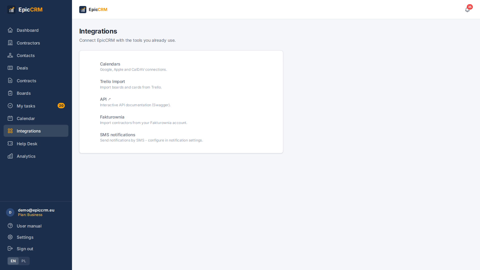 EpicCRM integrations